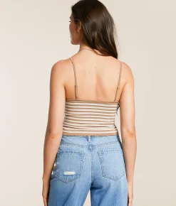 Tops | Freshwear Striped Brami Brown Cream