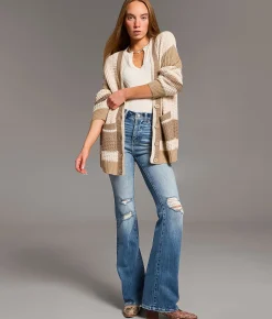 Tops | BKE Striped Cardigan Sweater Beige Cream
