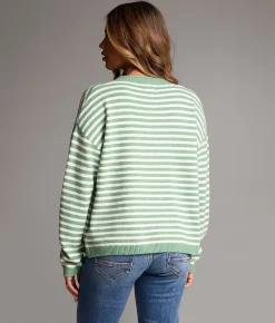 Tops | BKE Striped Cardigan Sweater Malachite White