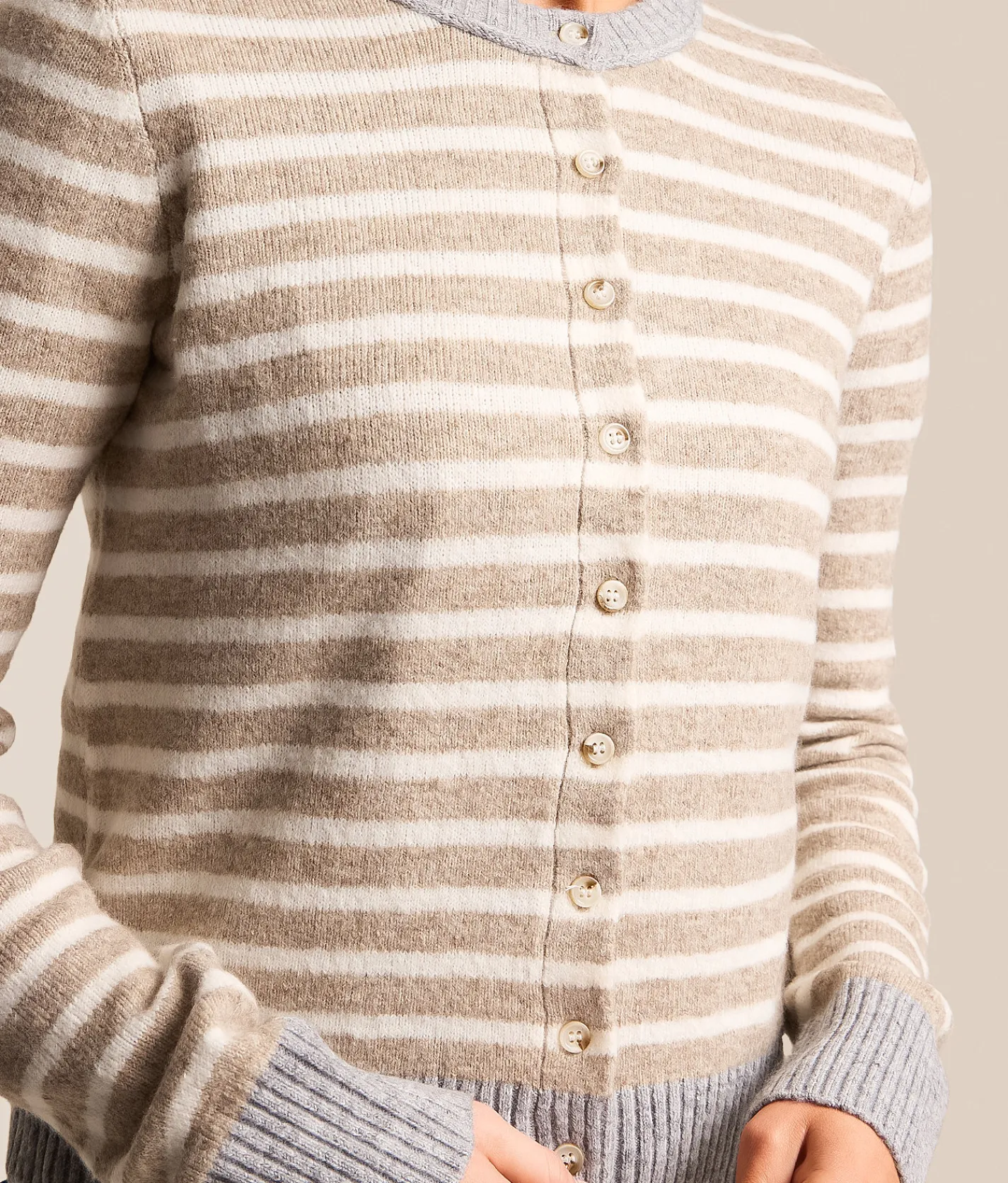 The Workshop Striped Cardigan Sweater Khaki