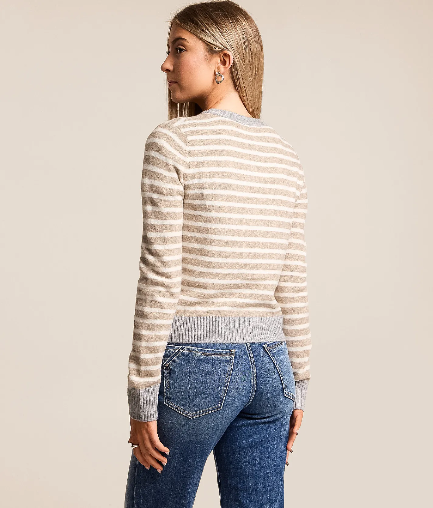 The Workshop Striped Cardigan Sweater Khaki