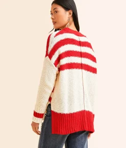 Tops | Veveret Striped Cardigan Sweater Green
