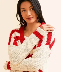 Tops | Veveret Striped Cardigan Sweater Green