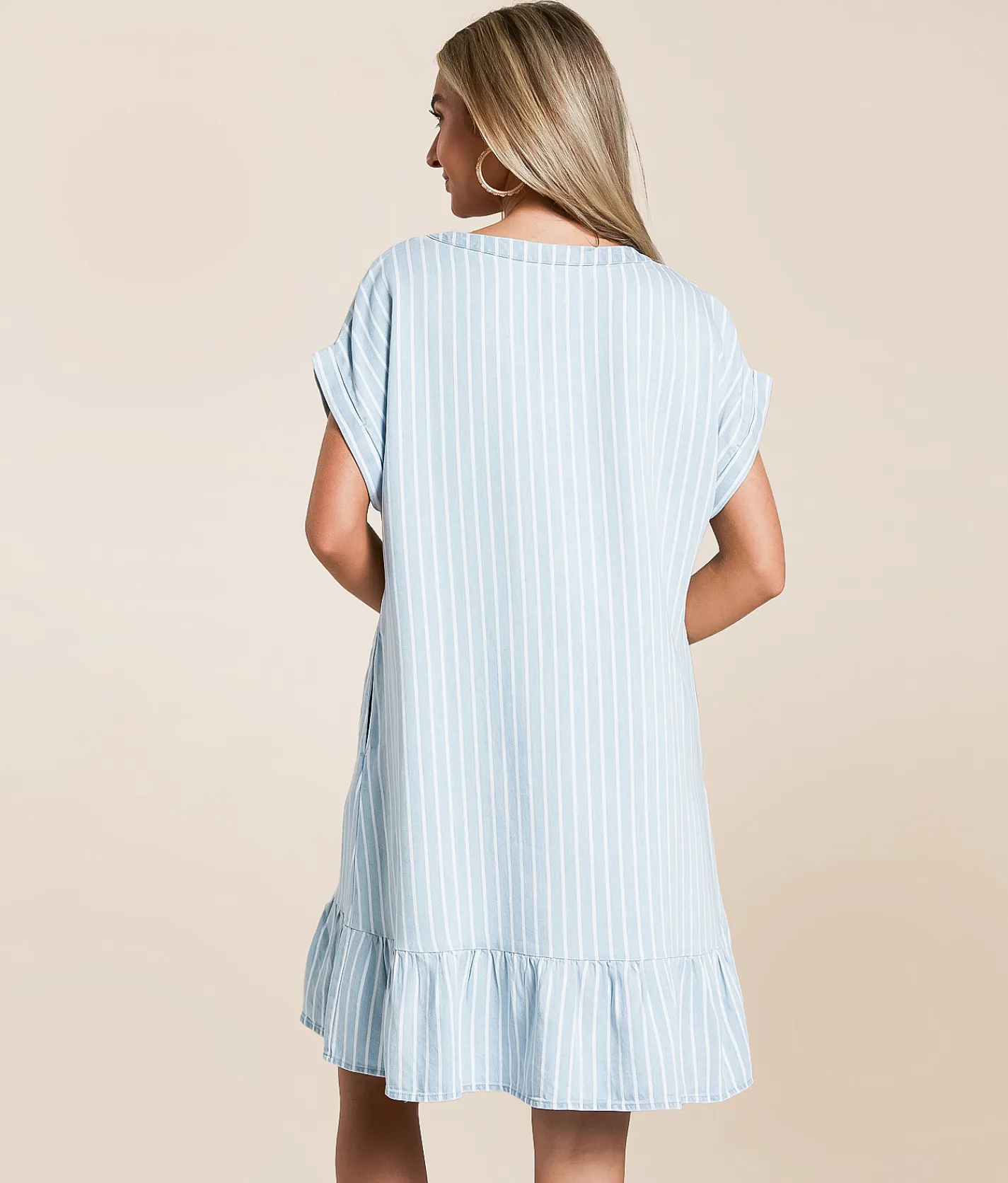 Dresses | Blu Pepper Striped Chambray Dress Chambray Multi