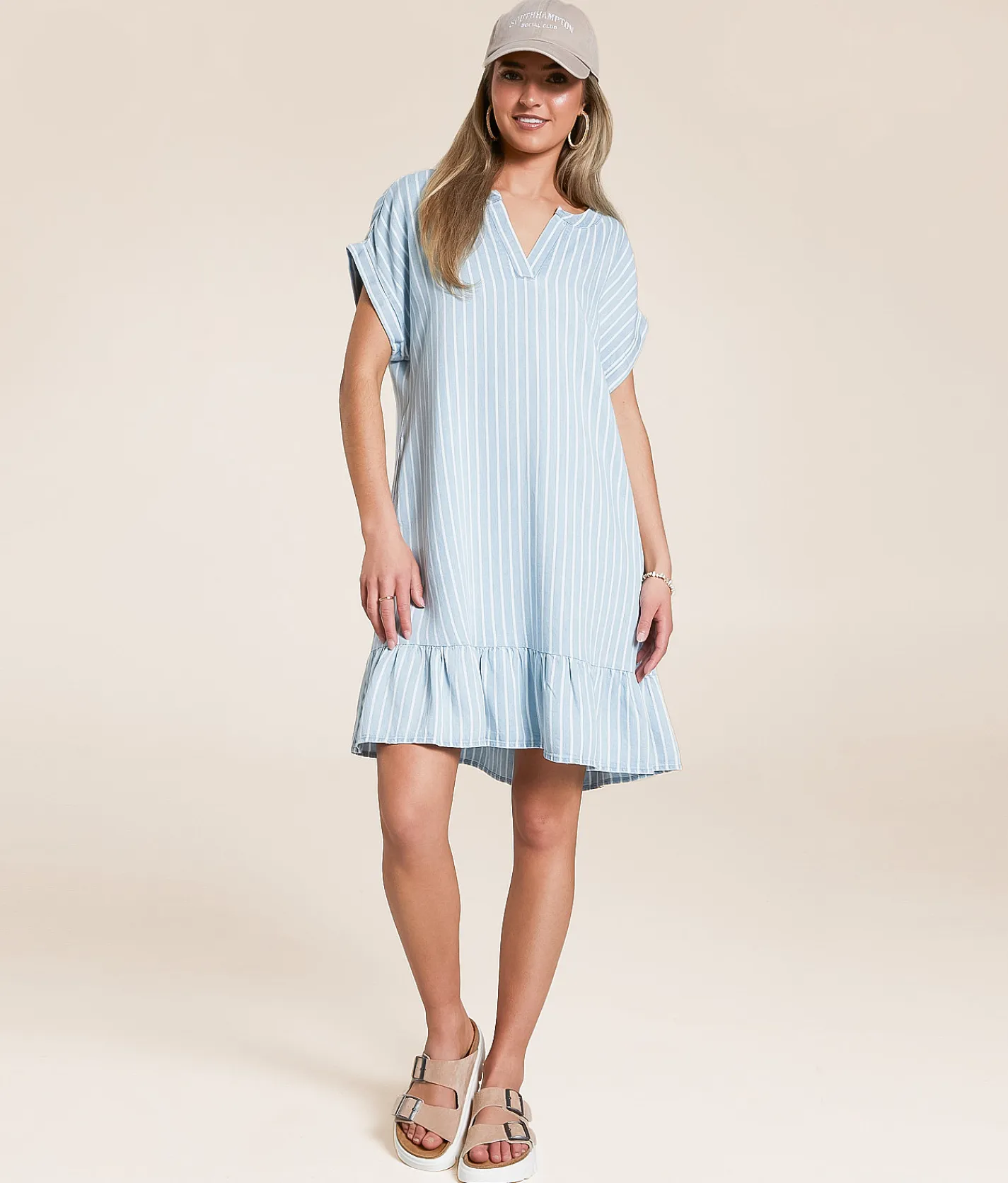 Dresses | Blu Pepper Striped Chambray Dress Chambray Multi