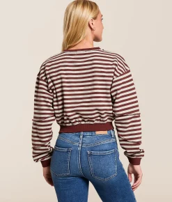 Tops | FITZ + EDDI Striped Color Block Cropped Pullover Heather Grey Andorra