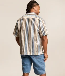 Sunset x Vine Striped Crochet Shirt Ecru Hot