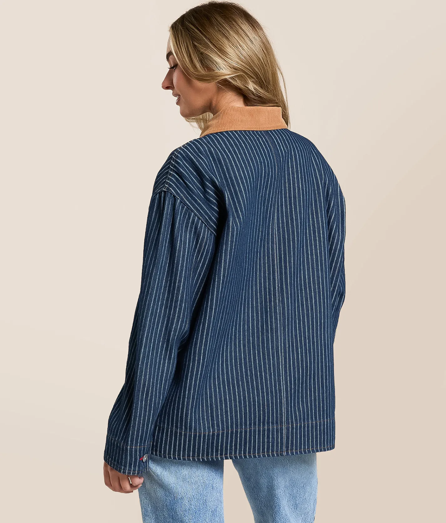 J.O.A. Striped Denim Barn Jacket Indigo