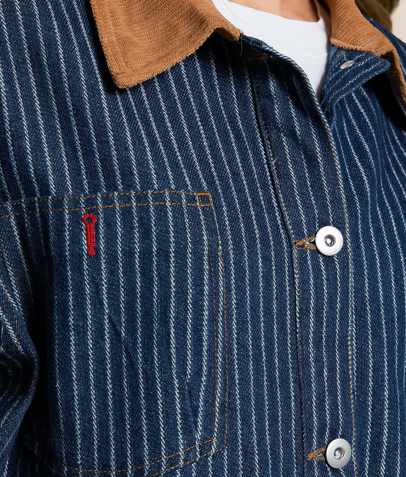J.O.A. Striped Denim Barn Jacket Indigo