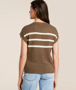Tops | Blu Pepper Striped Dolman Sweater Brown White