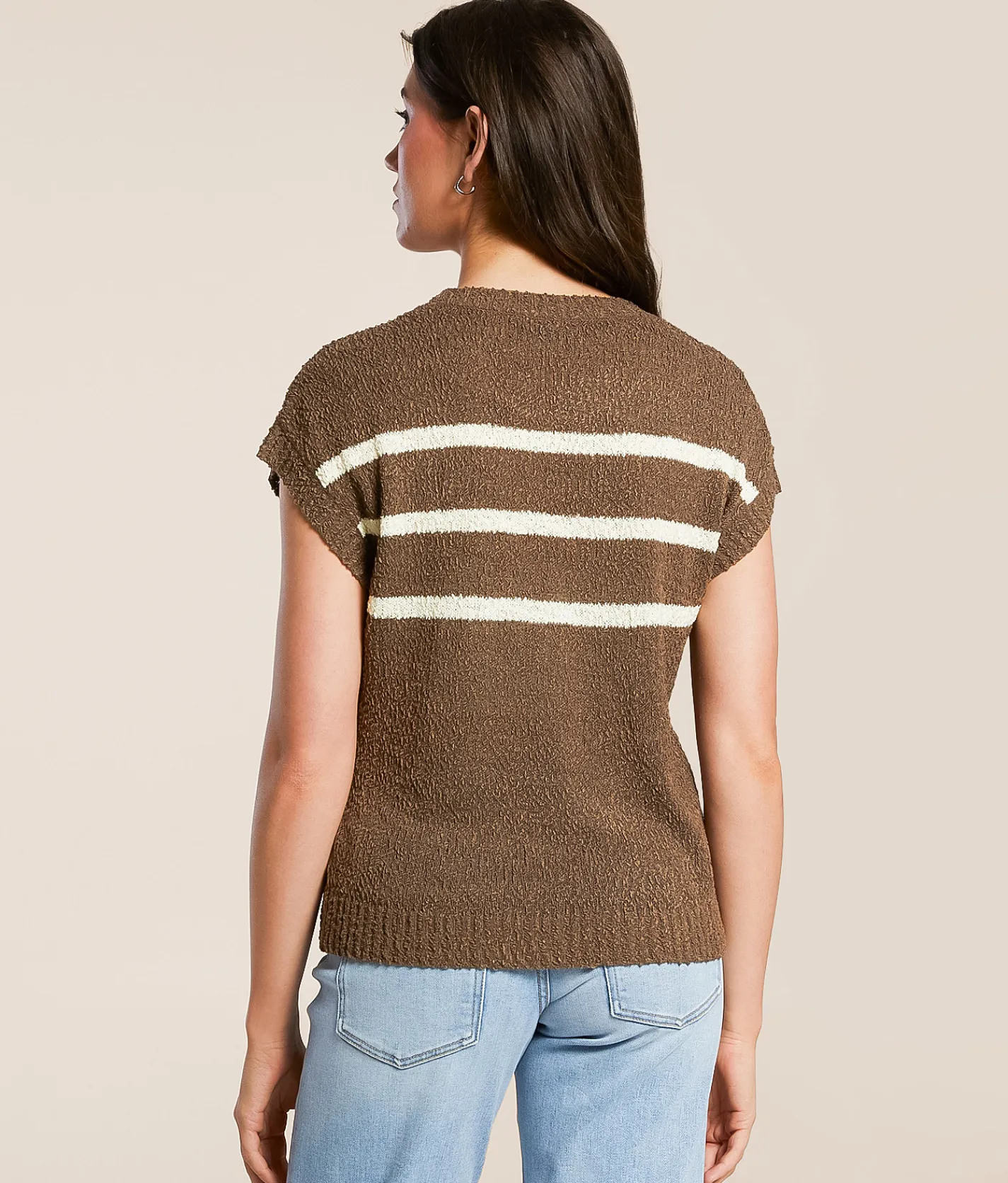 Tops | Blu Pepper Striped Dolman Sweater Brown White