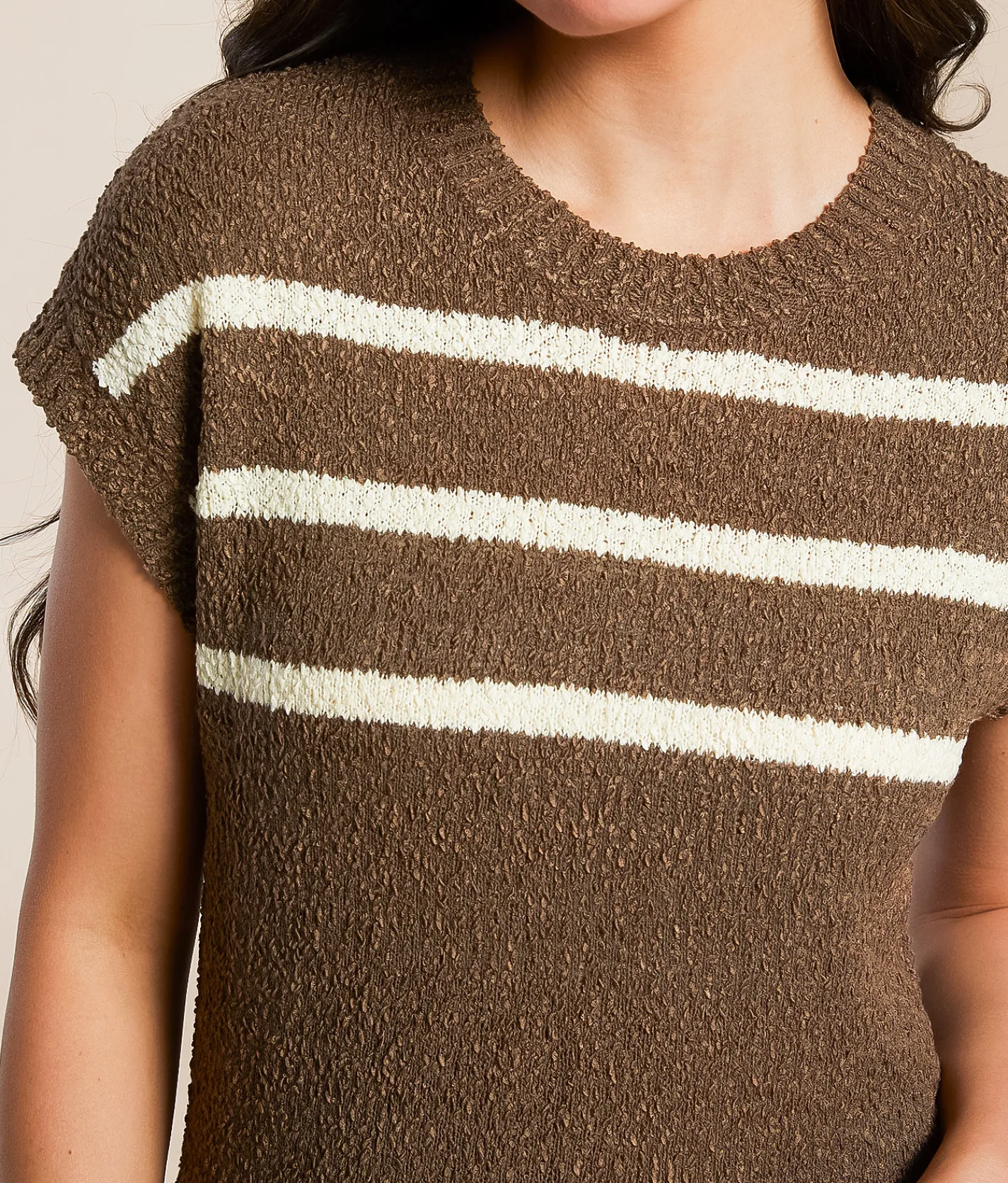 Tops | Blu Pepper Striped Dolman Sweater Brown White