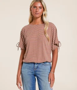 Daytrip Striped Dolman Top Coco Cream Clearance