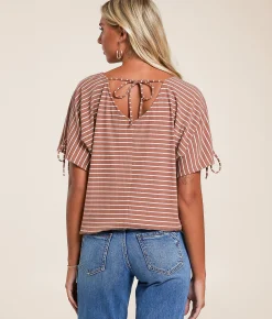 Daytrip Striped Dolman Top Coco Cream Clearance