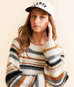 BKE Striped Eyelash Sweater Cream Outlet