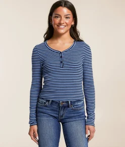 FITZ + EDDI Striped Henley Blue Stripe