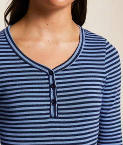FITZ + EDDI Striped Henley Blue Stripe