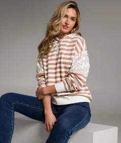Tops | BKE Striped Hooded Sweatshirt Assorted