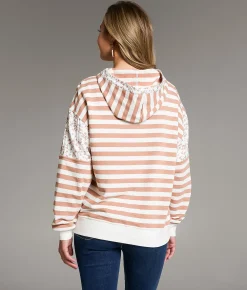 Tops | BKE Striped Hooded Sweatshirt Assorted
