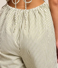 Willow & Root Striped Jumpsuit Cream Green Best