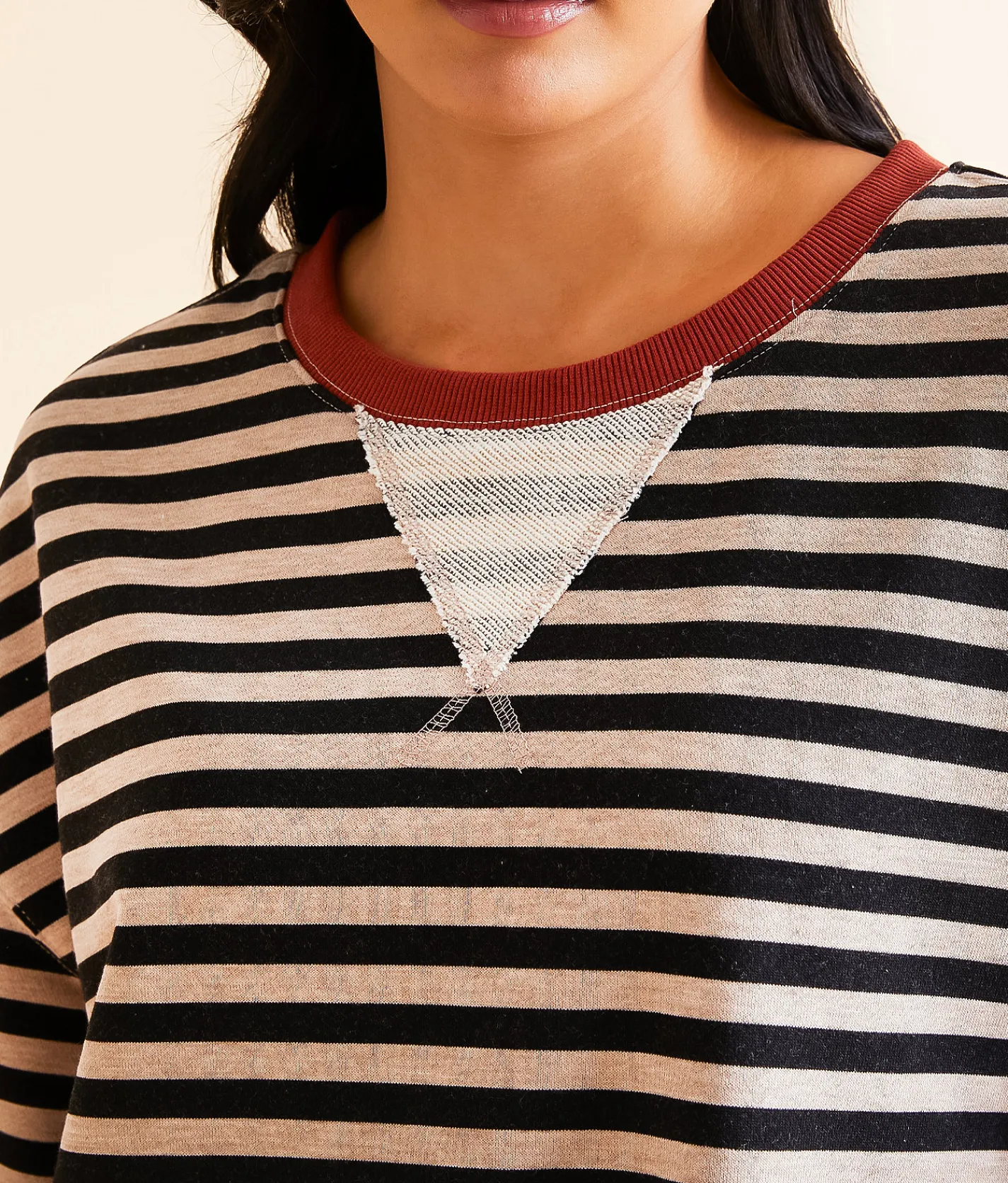 BKE Striped Knit Pullover Natural Birch Stripe Discount