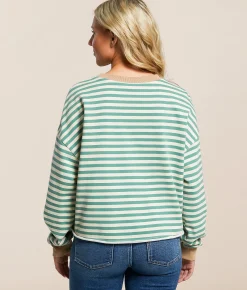 BKE Striped Knit Pullover Malachite Green Brich Clearance