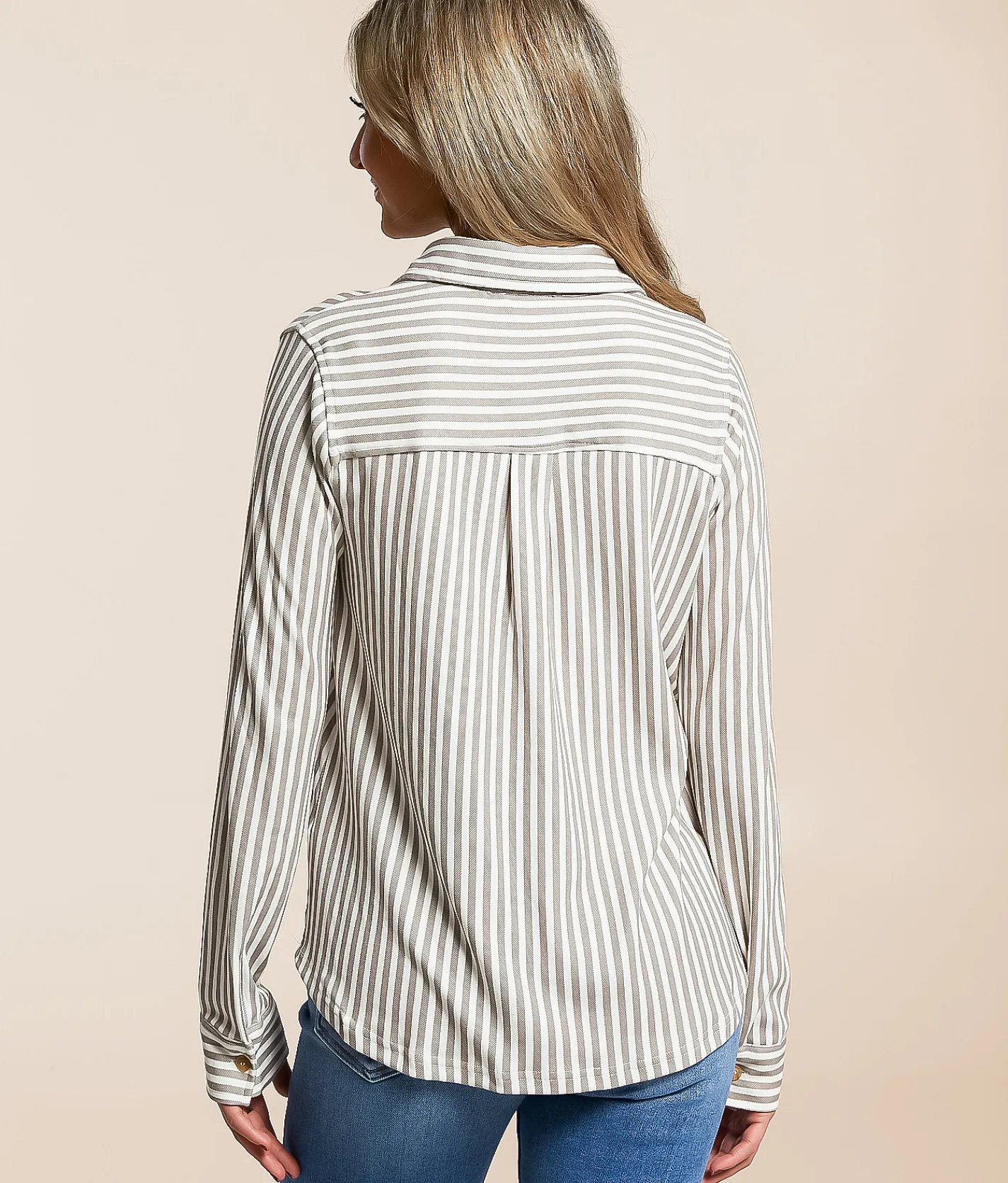 Tops | Blu Pepper Striped Knit Shirt Olive