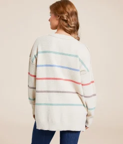 BKE Striped Knit Sweater Multi Stripe Outlet