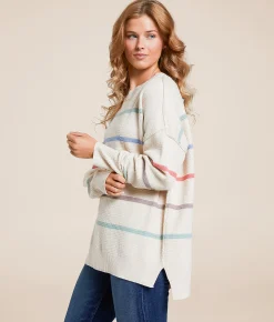 BKE Striped Knit Sweater Multi Stripe Outlet