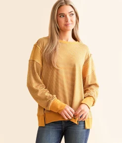 BKE Striped Knit Top Mustard Online