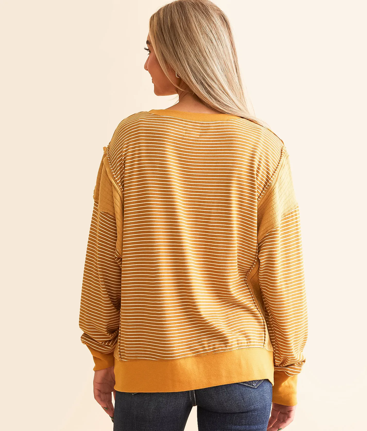 BKE Striped Knit Top Mustard Online