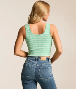 Tops | FITZ + EDDI Striped Notch Neck Brami Neptune Green