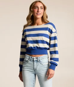 Tops | FITZ + EDDI Striped Off The Shoulder Top Blue White