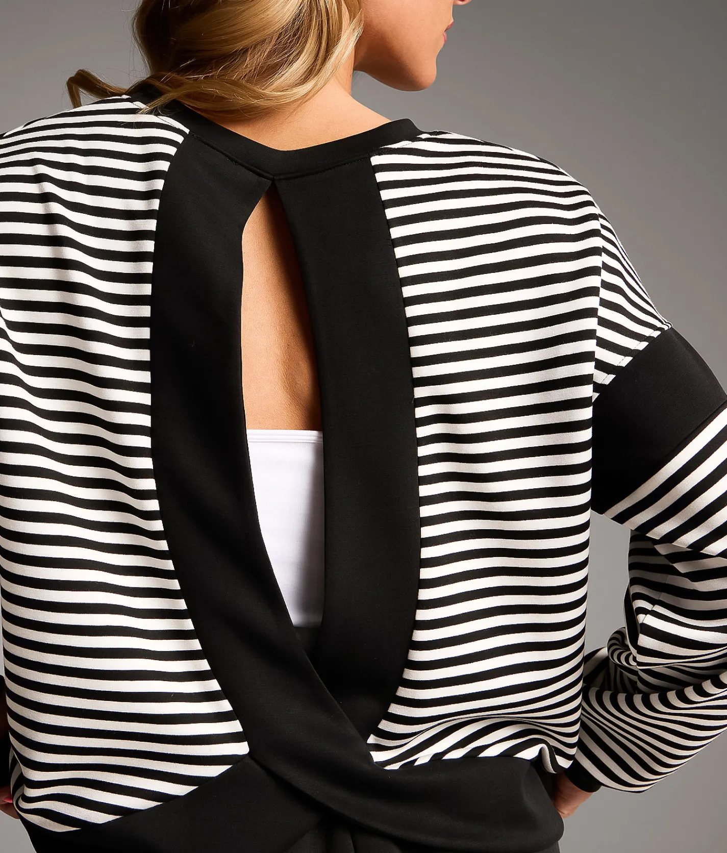 BKE Striped Open Back Pullover Black Starwhite Discount