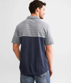 Activewear | Maven Co-op Striped Performance Polo Grey Navy