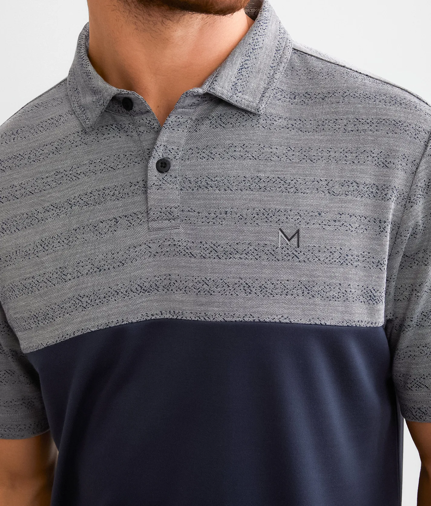 Activewear | Maven Co-op Striped Performance Polo Grey Navy