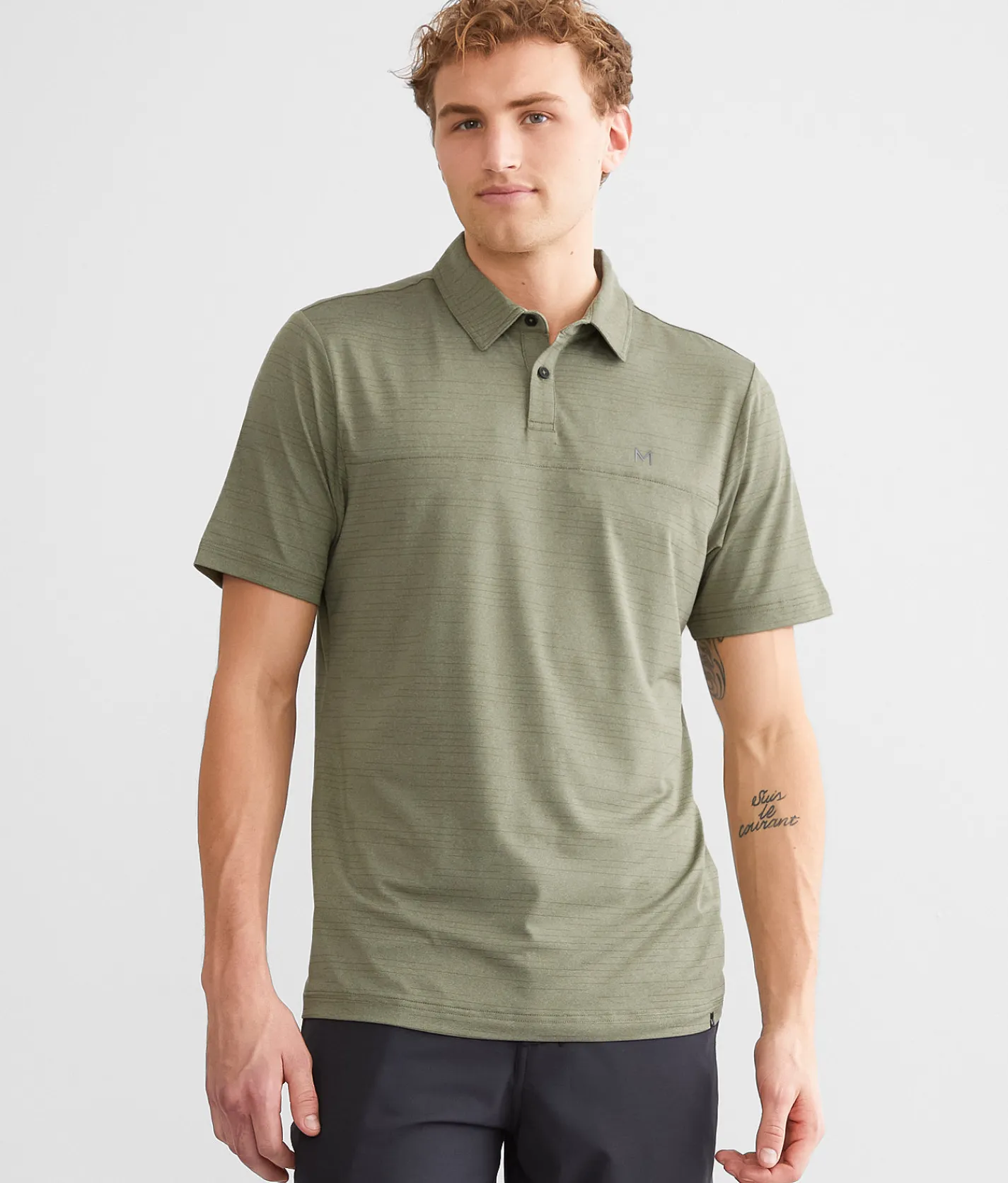 Activewear | Maven Co-op Striped Performance Polo Grey