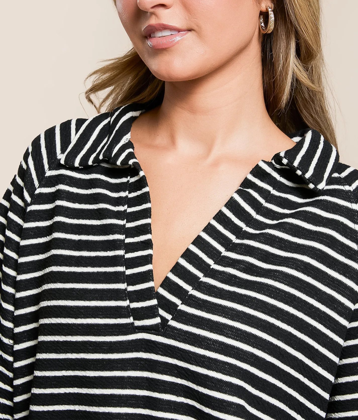 Hyfve Striped Pullover Cream Outlet