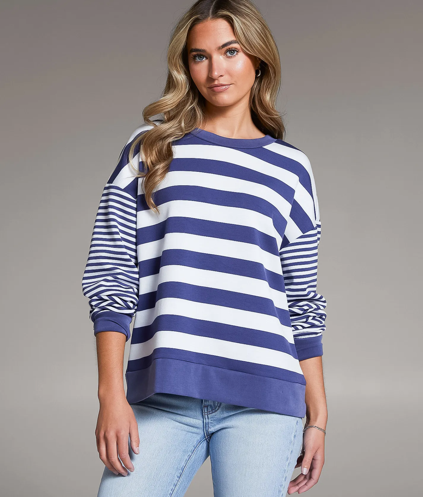 BKE Striped Pullover Cedarwood Gardenia