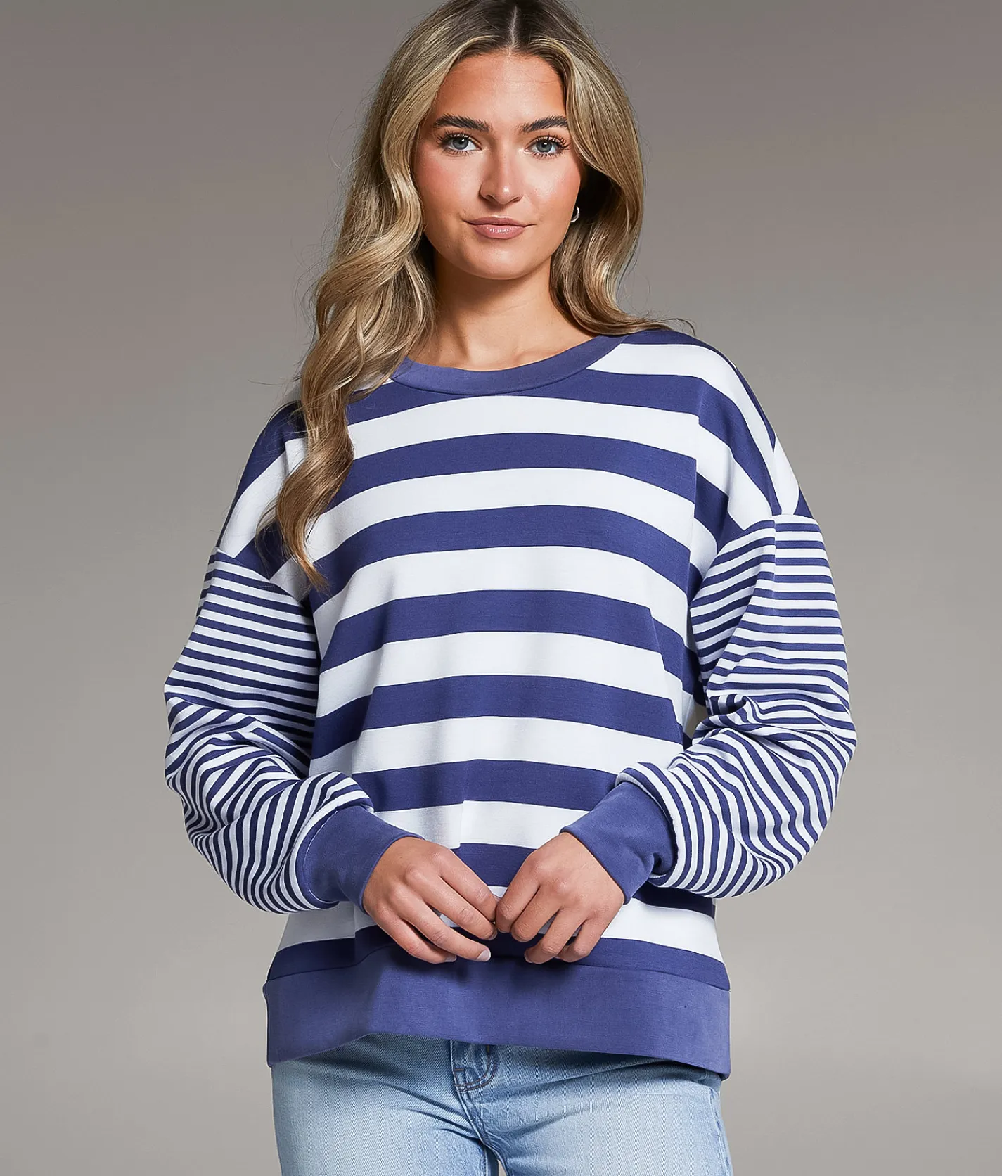 BKE Striped Pullover Cedarwood Gardenia