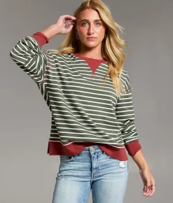 BKE Striped Pullover Brown Stone China Blue Sale
