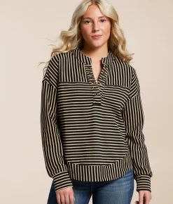 Tops | Blu Pepper Striped Pullover Ivory