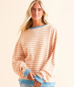 Tops | Free People Striped Pullover Cherry Combo