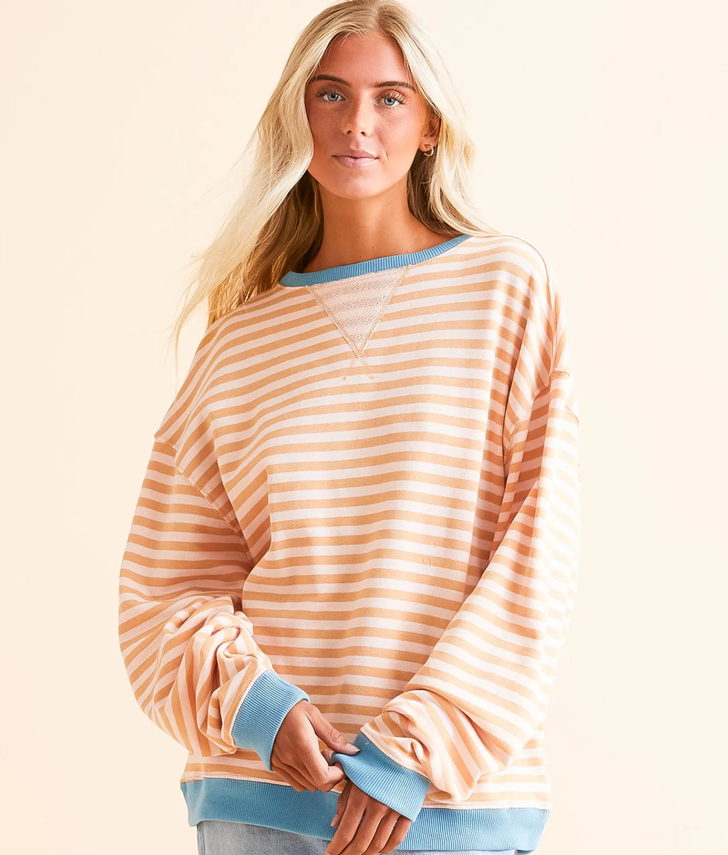 Tops | Free People Striped Pullover Cherry Combo