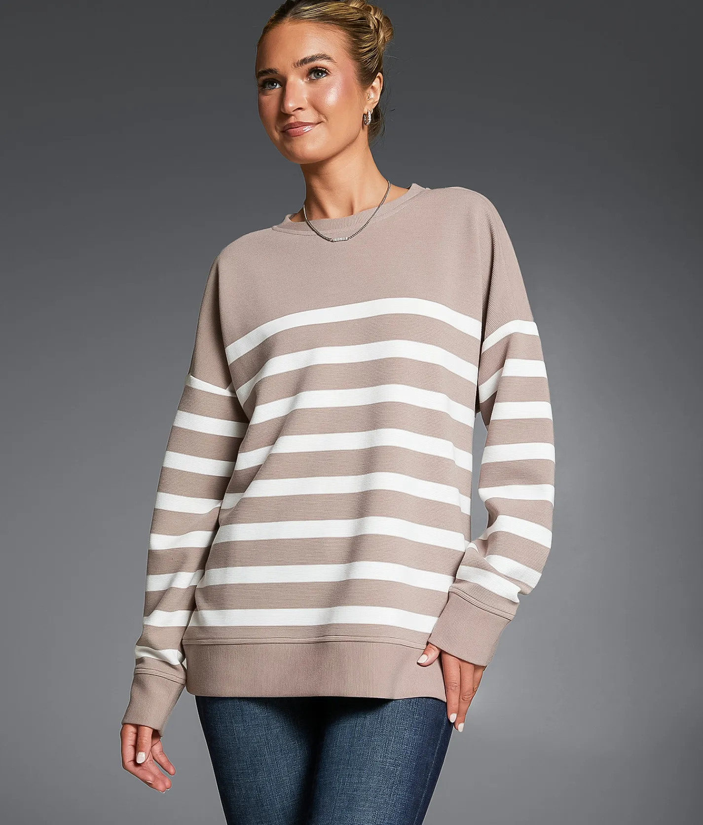 Buckle Black Striped Pullover Goat Cream
