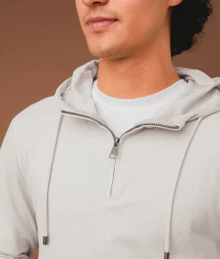 Tops | Outpost Makers Striped Quarter Zip Hoodie Sharkfin