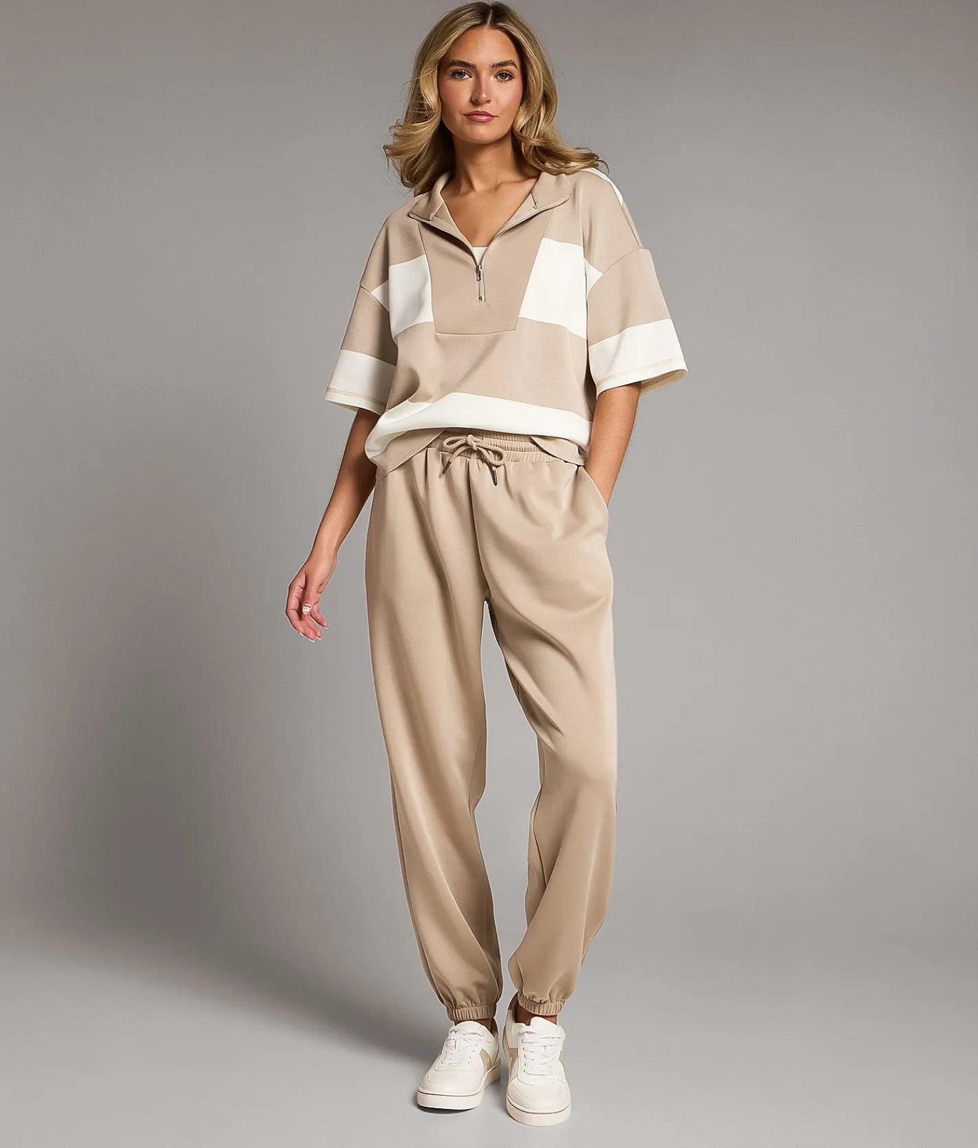 Tops | BKE Striped Quarter Zip Pullover Cobblestone White