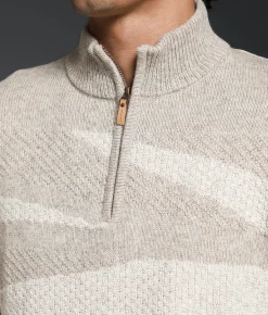 Outpost Makers Striped Quarter Zip Sweater Lt Brown Combo Discount