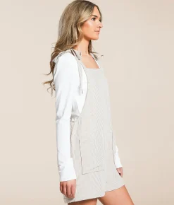 Willow & Root Striped Romper Taupe White Hot