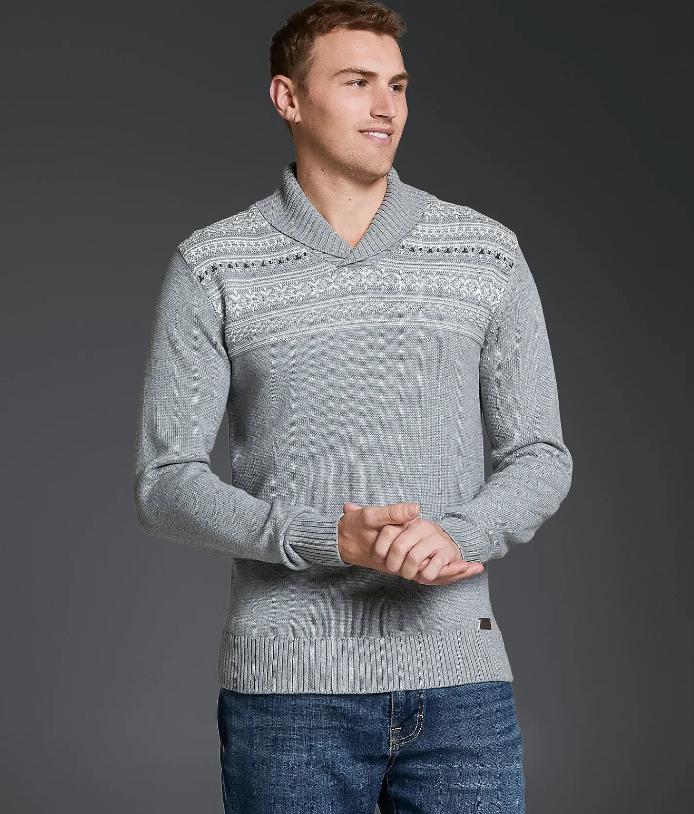 Outpost Makers Striped Shawl Sweater Grey Combo Discount